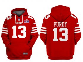 Cheap Men\'s San Francisco 49ers #13 Brock Purdy Red Super Bowl LVIII Alternate Pullover Hoodie
