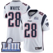 Wholesale Cheap Nike Patriots #28 James White White Super Bowl LIII Bound Men's Stitched NFL Vapor Untouchable Limited Jersey