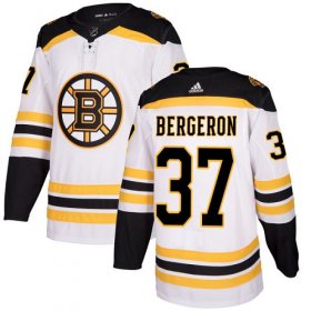 Wholesale Cheap Adidas Bruins #37 Patrice Bergeron White Road Authentic Youth Stitched NHL Jersey