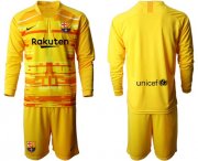 Wholesale Cheap Barcelona Blank Yellow Goalkeeper Long Sleeves Soccer Club Jersey