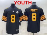Wholesale Cheap Youth Pittsburgh Steelers #8 Kenny Pickett Black Color Rush Stitched NFL Nike Limited Jersey