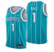 Wholesale Cheap Men's Charlotte Hornets #1 LaMelo Ball 2022-23 Icon Edition No.6 Patch Stitched Basketball Jersey