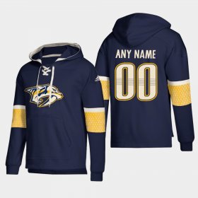Wholesale Cheap Nashville Predators Personalized Lace-Up Pullover Hoodie Navy