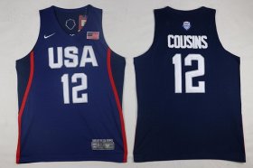Wholesale Cheap 2016 Olympics Team USA Men\'s #12 DeMarcus Cousins Navy Blue Stitched NBA Nike Swingman Jersey