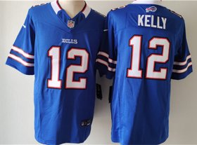 Wholesale Cheap Men\'s Buffalo Bills #12 Jim Kelly Blue 2023 F.U.S.E. Vapor Untouchable Limited Football Stitched Jersey