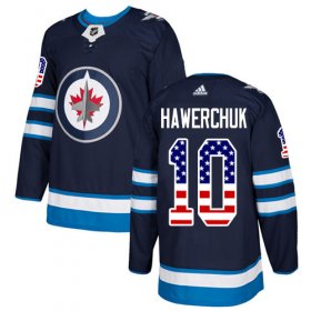 Wholesale Cheap Adidas Jets #10 Dale Hawerchuk Navy Blue Home Authentic USA Flag Stitched NHL Jersey