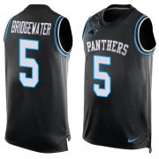 Wholesale Cheap Nike Panthers #5 Teddy Bridgewater Black Team Color Men's Stitched NFL Limited Tank Top Jersey