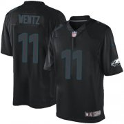 Wholesale Cheap Nike Eagles #11 Carson Wentz Black Men's Stitched NFL Impact Limited Jersey