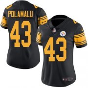 Wholesale Cheap Nike Steelers #43 Troy Polamalu Black Women's Stitched NFL Limited Rush Jersey