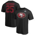 Wholesale Cheap Men's San Francisco 49ers #25 Richard Sherman NFL Black Super Bowl LIV Bound Halfback Player Name & Number T-Shirt
