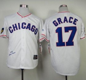 Wholesale Cheap Mitchell And Ness 1968 Cubs #17 Mark Grace White Throwback Stitched MLB Jersey