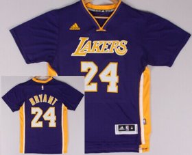 Wholesale Cheap Size XXXXL Los Angeles Lakers #24 Kobe Bryant Revolution 30 Swingman 2014 New Purple Short-Sleeved Jersey