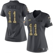 Wholesale Cheap Nike Eagles #11 Carson Wentz Black Women's Stitched NFL Limited 2016 Salute to Service Jersey
