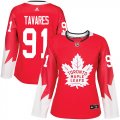 Wholesale Cheap Adidas Maple Leafs #91 John Tavares Red Team Canada Authentic Women's Stitched NHL Jersey