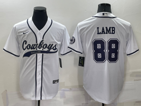 Wholesale Men\'s Dallas Cowboys #88 CeeDee Lamb White Stitched Cool Base Nike Baseball Jersey