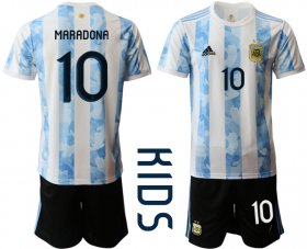 Wholesale Cheap Youth 2020-2021 Season National team Argentina home white 10 Soccer Jersey