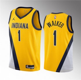 Wholesale Cheap Men\'s Indiana Pacers #1 Jarace Walker Yellow 2023 Draft Statement Edition Stitched Basketball Jersey