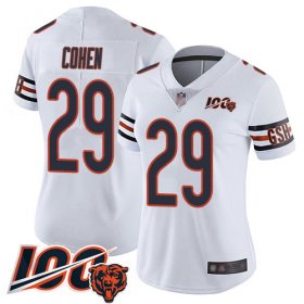 Wholesale Cheap Nike Bears #29 Tarik Cohen White Women\'s Stitched NFL 100th Season Vapor Limited Jersey