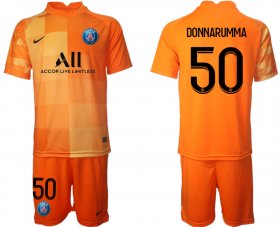 Wholesale Cheap Men 2021-2022 ClubParis Saint-Germainorange red goalkeeper 50 Soccer Jersey