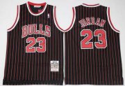 Wholesale Cheap Chicago Bulls #23 Michael Jordan 1997-98 Black Pinstripe Hardwood Classics Soul Swingman Throwback Jersey