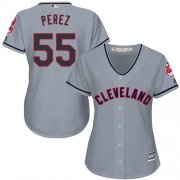 Wholesale Cheap Indians #55 Roberto Perez Grey Women's Road Stitched MLB Jersey