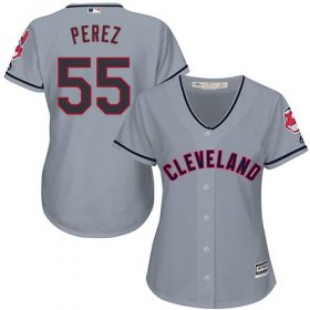 Wholesale Cheap Indians #55 Roberto Perez Grey Women\'s Road Stitched MLB Jersey