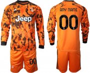 Wholesale Cheap Men 2020-2021 club Juventus away long sleeves customized orange Soccer Jerseys