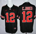 Wholesale Cheap Ohio State Buckeyes #12 Cardale Jones Black With Red College Football Nike Limited Jersey