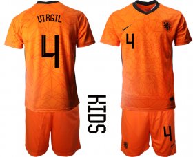 Wholesale Cheap 2021 European Cup Netherlands home Youth 4 soccer jerseys