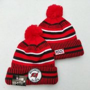 Wholesale Cheap Buccaneers Team Logo Red 100th Season Pom Knit Hat YD