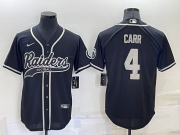 Wholesale Men's Las Vegas Raiders #4 Derek Carr Black Stitched MLB Cool Base Nike Baseball Jersey
