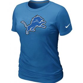 Wholesale Cheap Women\'s Nike Detroit Lions Logo NFL T-Shirt Light Blue
