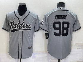 Wholesale Cheap Men\'s Las Vegas Raiders #98 Maxx Crosby Grey Stitched MLB Cool Base Nike Baseball Jersey