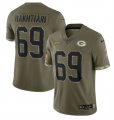 Wholesale Cheap Men's Green Bay Packers #69 David Bakhtiari 2022 Olive Salute To Service Limited Stitched Jersey