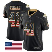 Wholesale Cheap Nike Saints #41 Alvin Kamara Black Men's Stitched NFL Limited Rush USA Flag Jersey