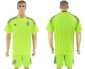 Wholesale Cheap Sweden Blank Shiny Green Goalkeeper Soccer Country Jersey