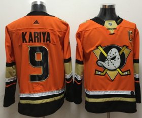 Wholesale Cheap Adidas Ducks #9 Paul Kariya Orange Authentic Stitched NHL Jersey