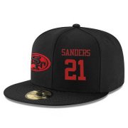 Wholesale Cheap San Francisco 49ers #21 Deion Sanders Snapback Cap NFL Player Black with Red Number Stitched Hat