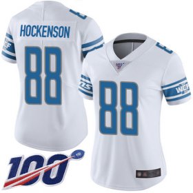 Wholesale Cheap Nike Lions #88 T.J. Hockenson White Women\'s Stitched NFL 100th Season Vapor Limited Jersey