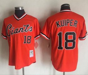Wholesale Cheap Mitchell And Ness Giants #18 Duane Kuiper Orange Throwback Stitched MLB Jersey