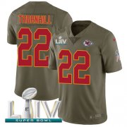 Wholesale Cheap Nike Chiefs #22 Juan Thornhill Olive Super Bowl LIV 2020 Youth Stitched NFL Limited 2017 Salute To Service Jersey