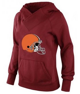 Wholesale Cheap Women\'s Cleveland Browns Logo Pullover Hoodie Red
