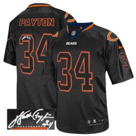 Wholesale Cheap Nike Bears #34 Walter Payton Lights Out Black Men\'s Stitched NFL Elite Autographed Jersey