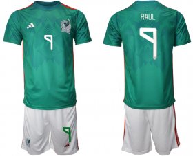 Wholesale Men\'s Mexico #9 Raul Santos Green Home Soccer Jersey Suit