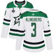Cheap Adidas Stars #3 John Klingberg White Road Authentic Women's 2020 Stanley Cup Final Stitched NHL Jersey