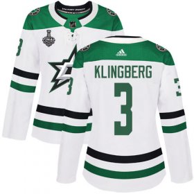 Cheap Adidas Stars #3 John Klingberg White Road Authentic Women\'s 2020 Stanley Cup Final Stitched NHL Jersey
