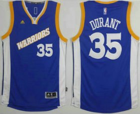Wholesale Cheap Men\'s Golden State Warriors #35 Kevin Durant Blue Retro Stitched 2016 NBA Revolution 30 Swingman Jersey