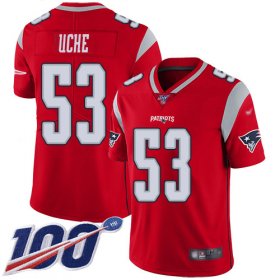 Wholesale Cheap Nike Patriots #53 Josh Uche Red Men\'s Stitched NFL Limited Inverted Legend 100th Season Jersey