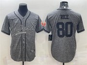 Wholesale Cheap Men's San Francisco 49ers #80 Jerry Rice Gray With Patch Cool Base Stitched Baseball Jersey