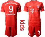 Wholesale Cheap Bayern Munchen #9 Lewandowski Home Kid Soccer Club Jersey